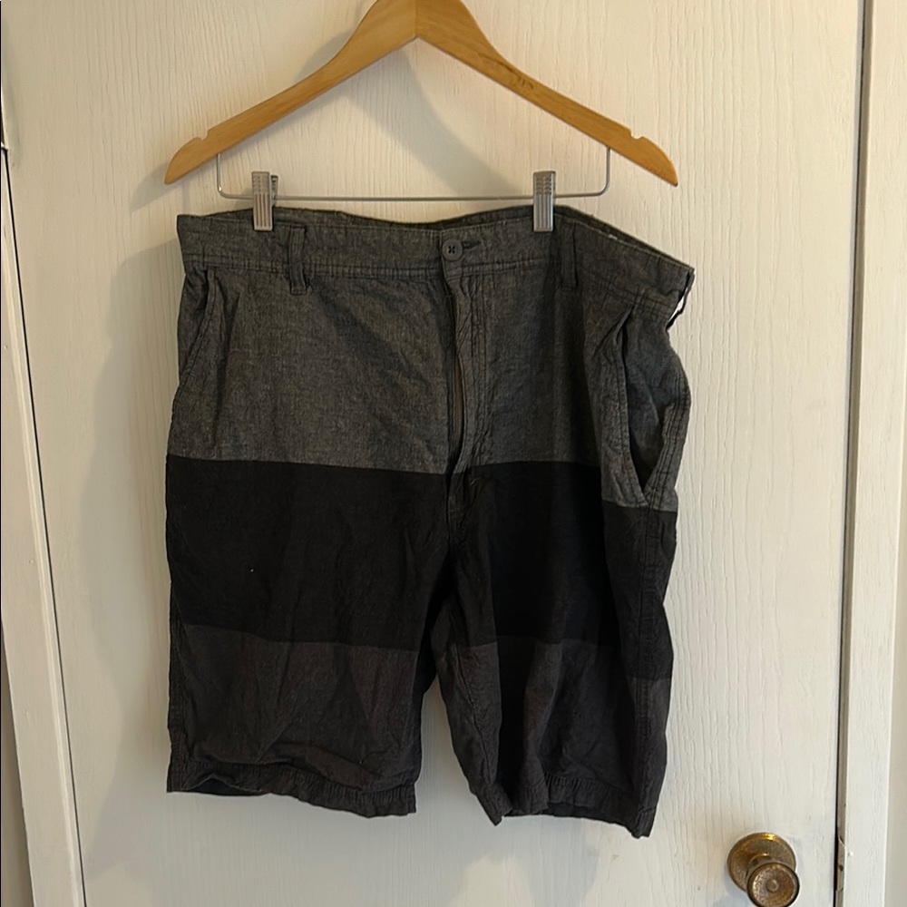 Warehouse Black and Gray Flat Front Shorts
